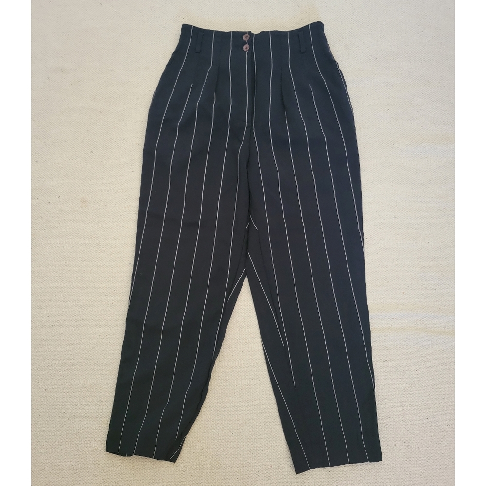 VNT Portara trouser pant striped and super high waisted navy blue
